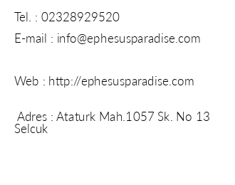 Ephesus Paradise Hotel iletiim bilgileri